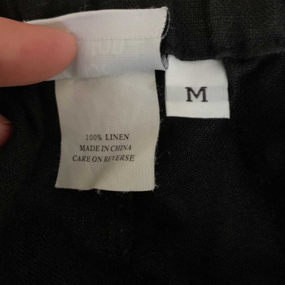 100% Linen Wide Leg Cropped Elastic Waist Pants Medium Petite Hot Cotton Brand - Picture 7 of 8